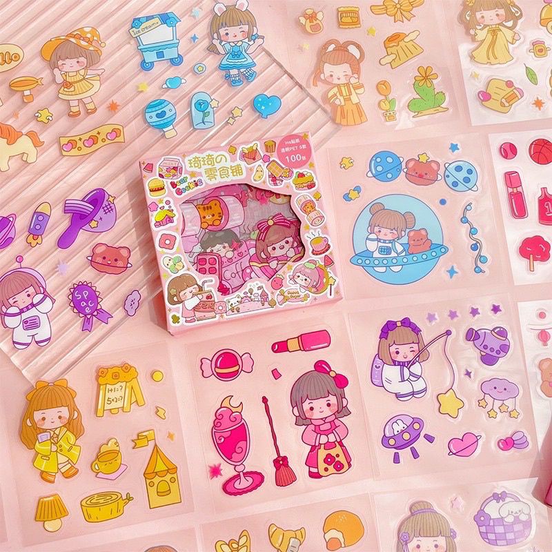 Jual Stiker aesthetic lucu kartun karakter anak korea 2d dekorasi buku