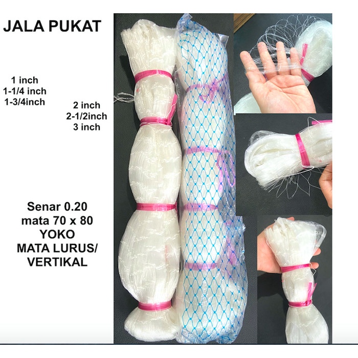 Jual Cantik Jaring Jala Pukat Ikan Burung Udang Mata 70X80 Senar 0.20 ...