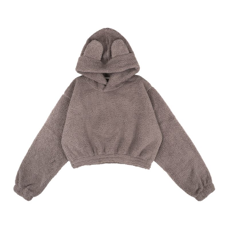 Cropped sherpa hoodie cheap
