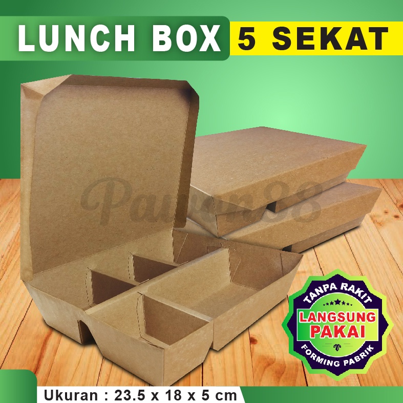 Jual Paper Lunch Box Sekat Lunch Box Paper Sekat Kraft Coklat Pcs Shopee Indonesia