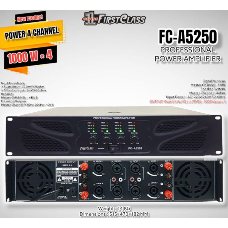 Jual Power amplifier first class fc a5250 a 5250 firstclass 4CH 4X1000 WATT Shopee Indonesia