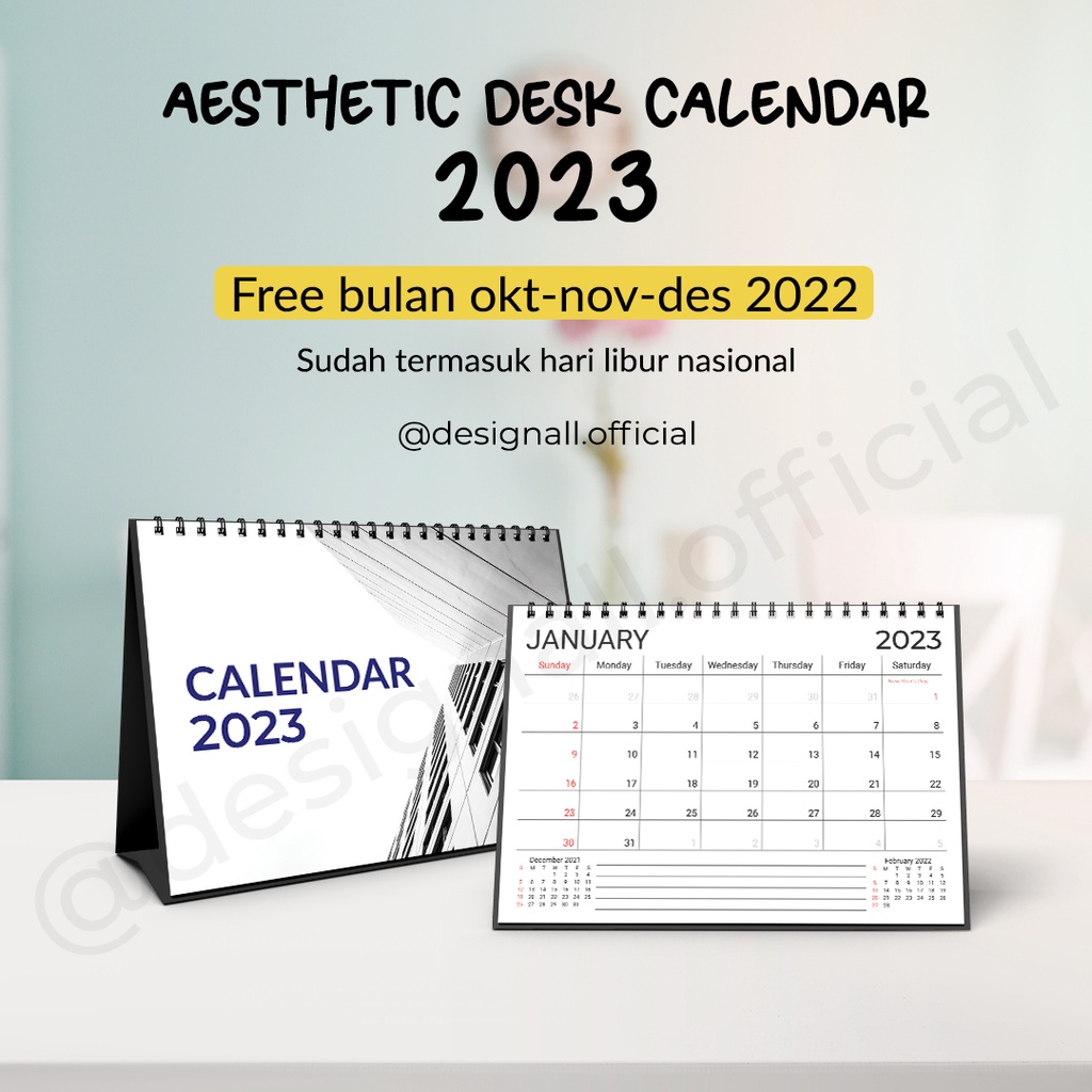 Jual Designall Kalender Meja / Kalender Duduk Aesthetic Tahun 2023 ...