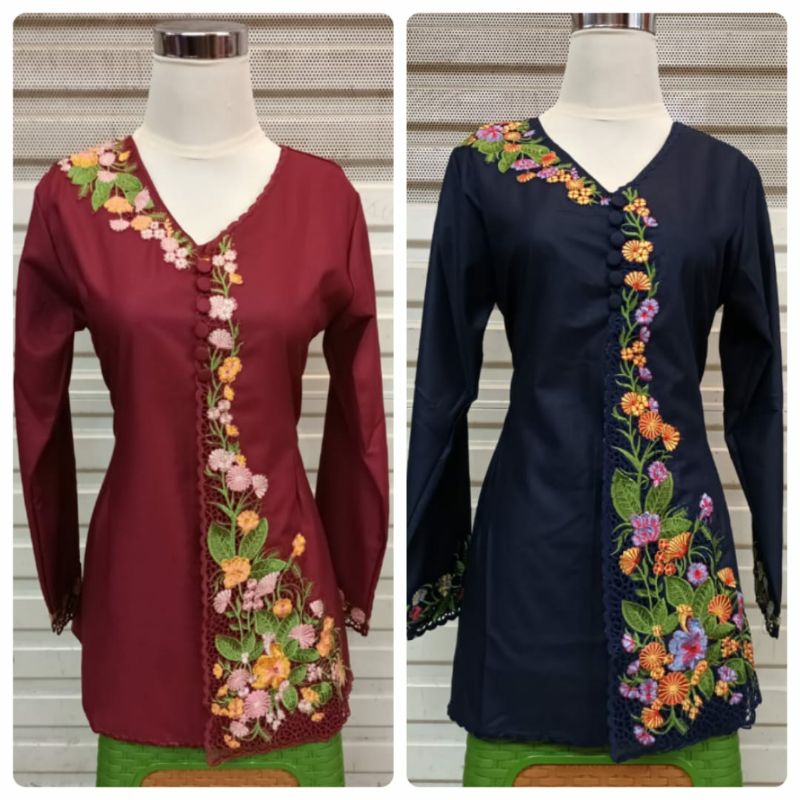 Jual Kebaya Encim Kurung Modern Bordir Jumbo Lengan Panjang Katun Betawi Kartini Shopee Indonesia