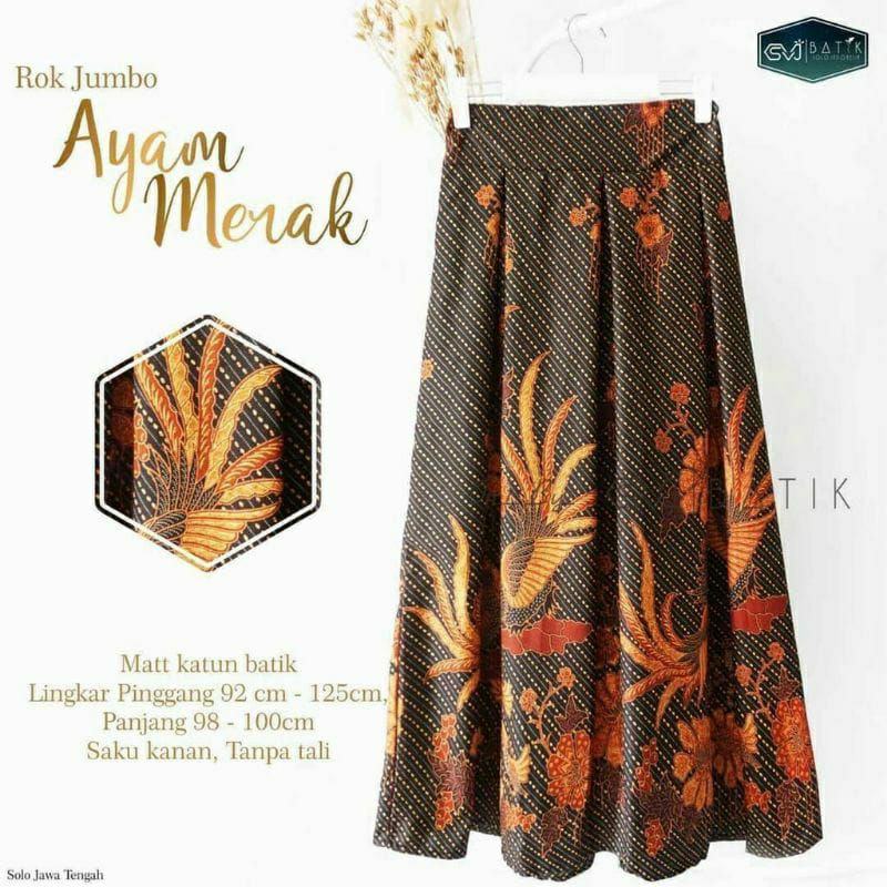 Jual Rok Batik Payung Panjang Jumbo Wanita Modern Dewasa Kondangan Rok Big Size Tali Pinggang 3016