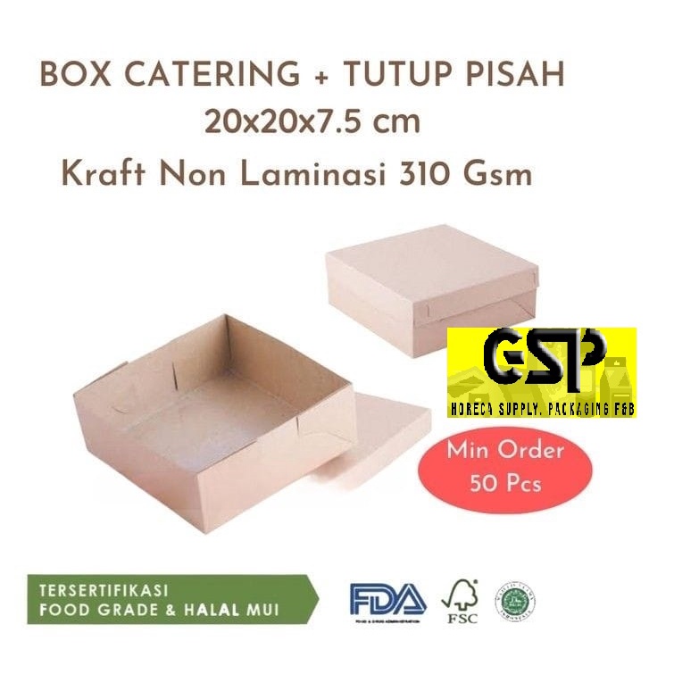 Jual @50 PCS / ORDER PAPER ECO DUS NASI 20x20x6.5 TPS KOTAK NASI KRAFT ...