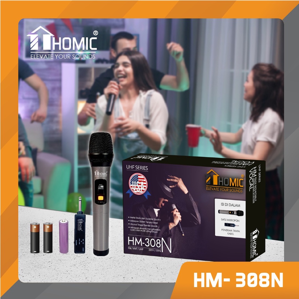 Jual Homic Mic HM-308N Wireless Profesional Microphone Tanpa Kabel ...