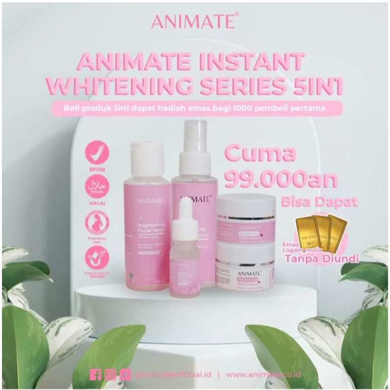 Jual Animate Skincare Instan Whitening Series 5 in 1 | Shopee Indonesia