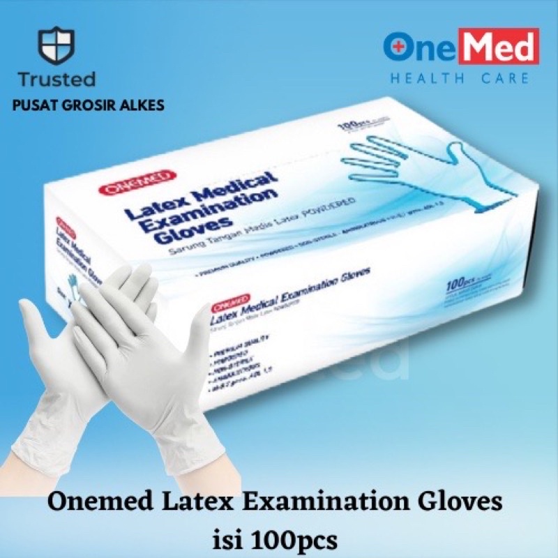 Jual sarung tangan latex glove merek onemad handgloves medis latex