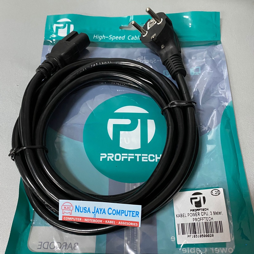 Jual Kabel Power CPU PC 3Meter 1.25mm 3m Profftech Cable Power PC AC ...