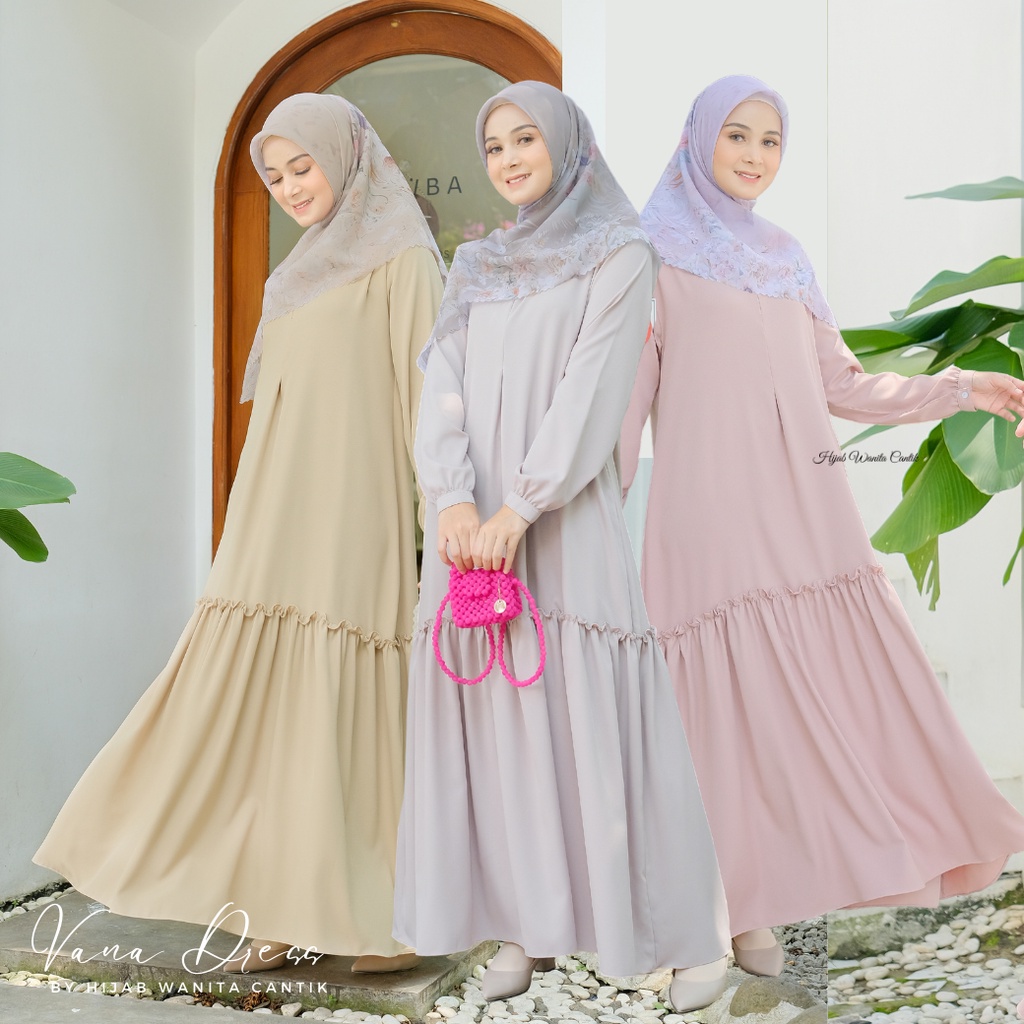 Jual Hira Vana Dress Pasteline Crepe Crinkle Hijabwanitacantik Dress Polos Gamis Pakaian