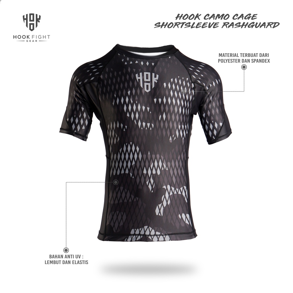 Jual Hook Rashguard MMA BJJ Compression Muay Thai Shortsleeves Rash ...