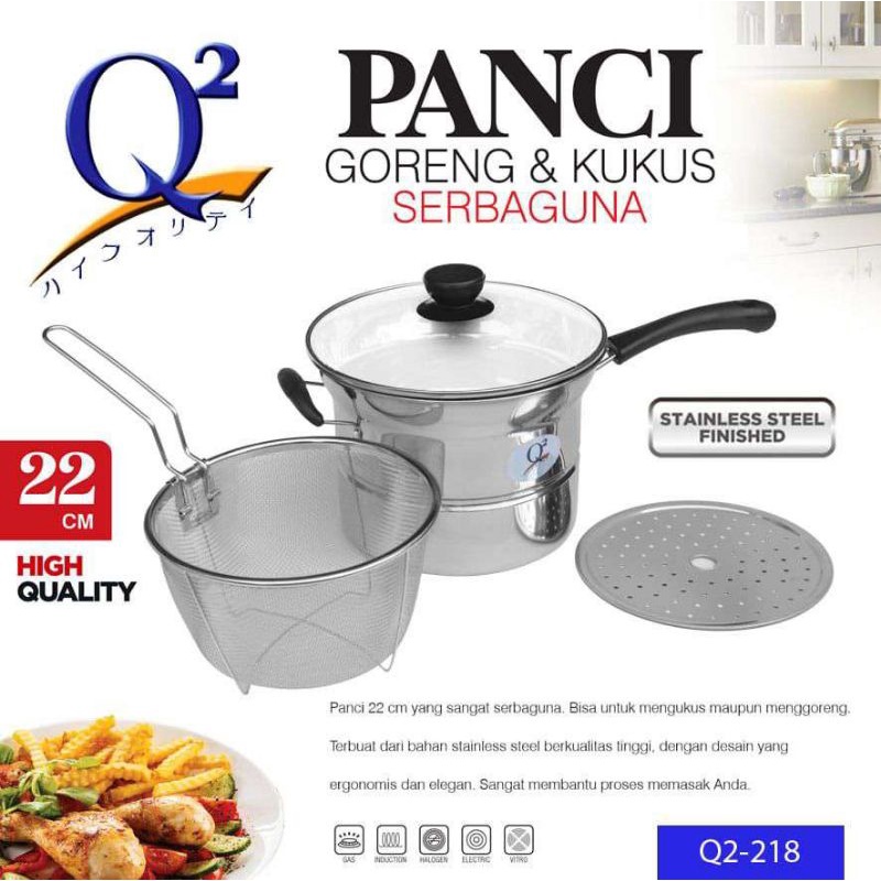 Jual Deep Fryer Pan 22cm Multifungsi 3-in-1 / Panci Kukus Goreng Rebus ...