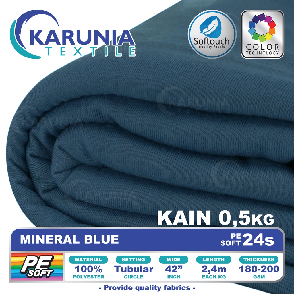 Jual Kain Kaos PE Soft 24s Kiloan | Mineral Blue | Karunia Textile ...