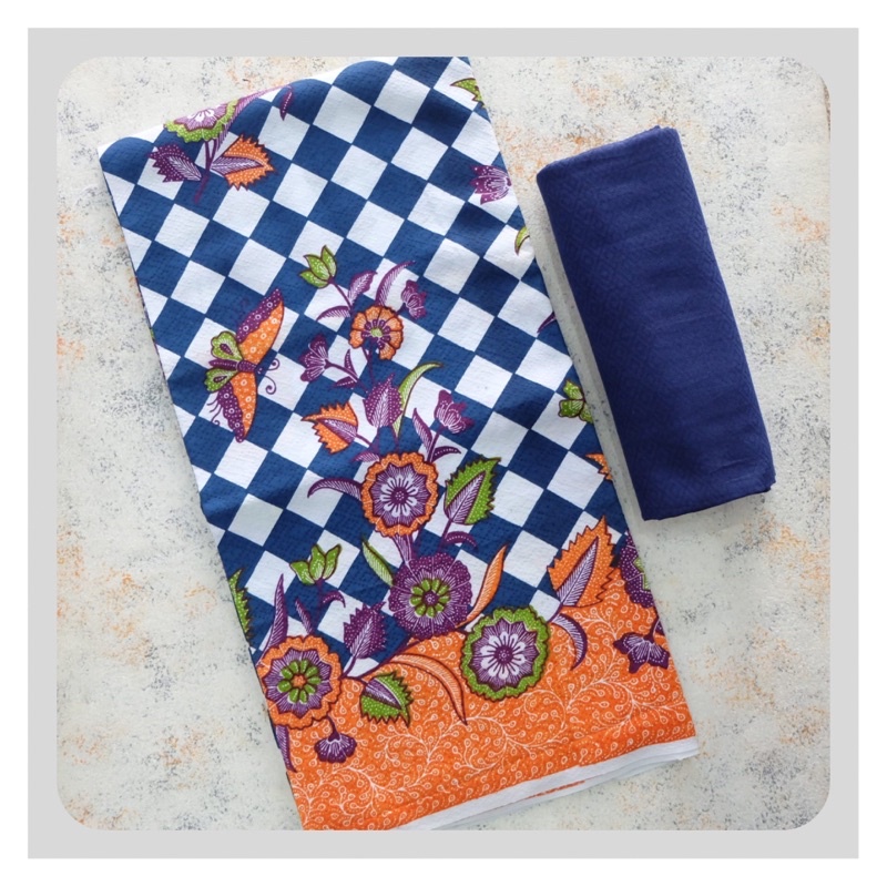 Jual kain batik doby motif catur kembang roda set doby polos | Shopee ...