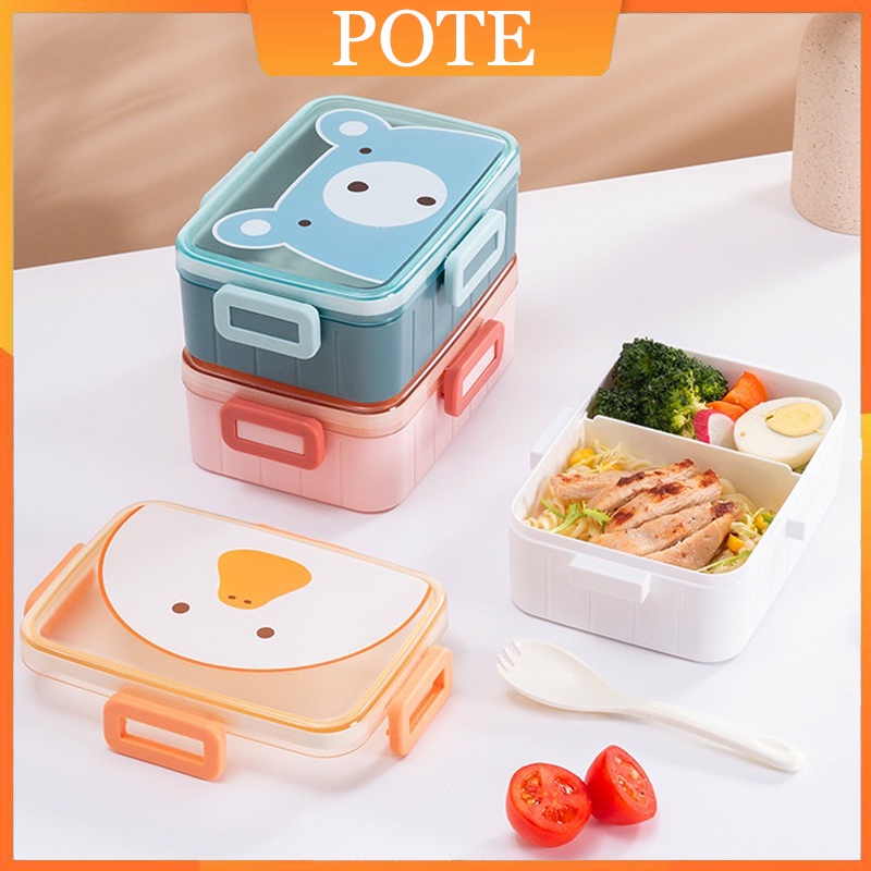 Jual POTE Lunch Box Set Kotak Bekal Makan PP Jerami Gandum 600 Ml Lunch ...