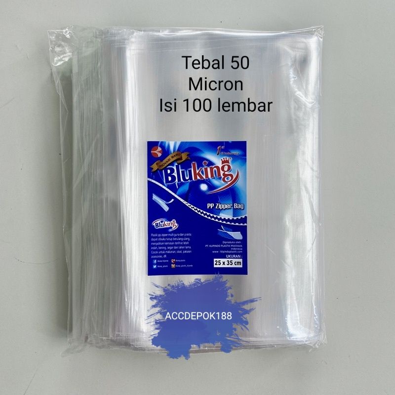 Jual Plastik Pp Klip Snack Ziplock 25x35 Cm Merek Bluking Isi 100 Lembar Tebal 50 Micron 8251