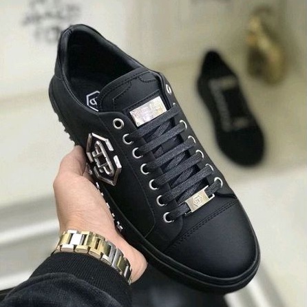 sepatu philipp_plein 4517-1 pria sepatu lv vip sneaker cowok hitam