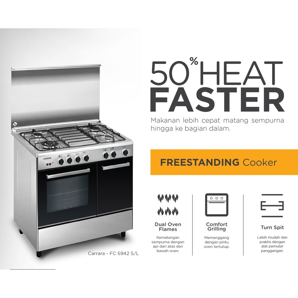Jual Kompor Gas Modena FC5942S/L Free Standing Cooker | Shopee Indonesia