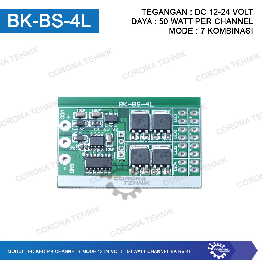 Jual Modul LED Kedip 4 Channel 7 Mode 12-24 Volt - 50 Watt Channel BK ...