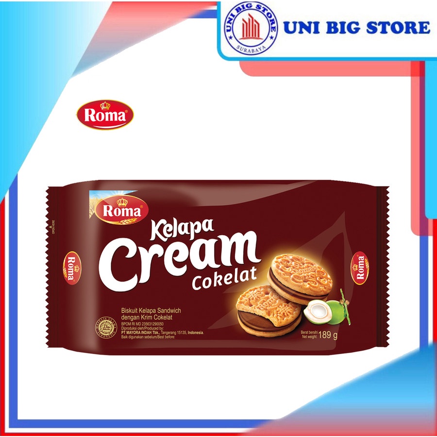 Jual Roma Biskuit Kelapa Cream Coklat 189 gr Biscuit Coconut Krim ...