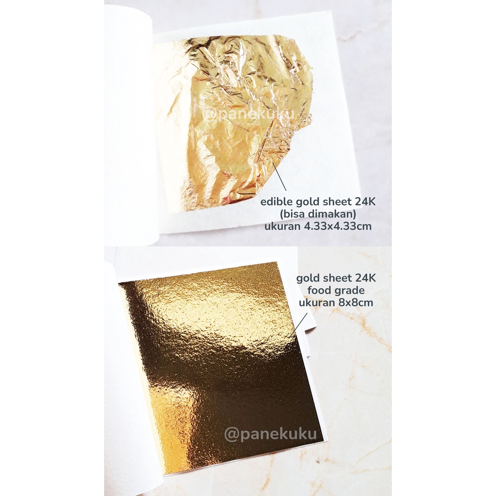 Jual EDIBLE GOLD SHEET 24K FOOD GRADE/ emas lembaran foil/ kertas emas