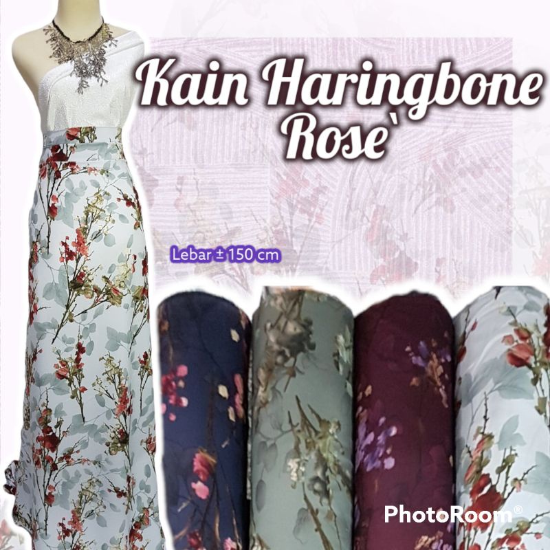 Jual Bahan Kain Herringbone motif Rose / kain heringbon halus lembut ...