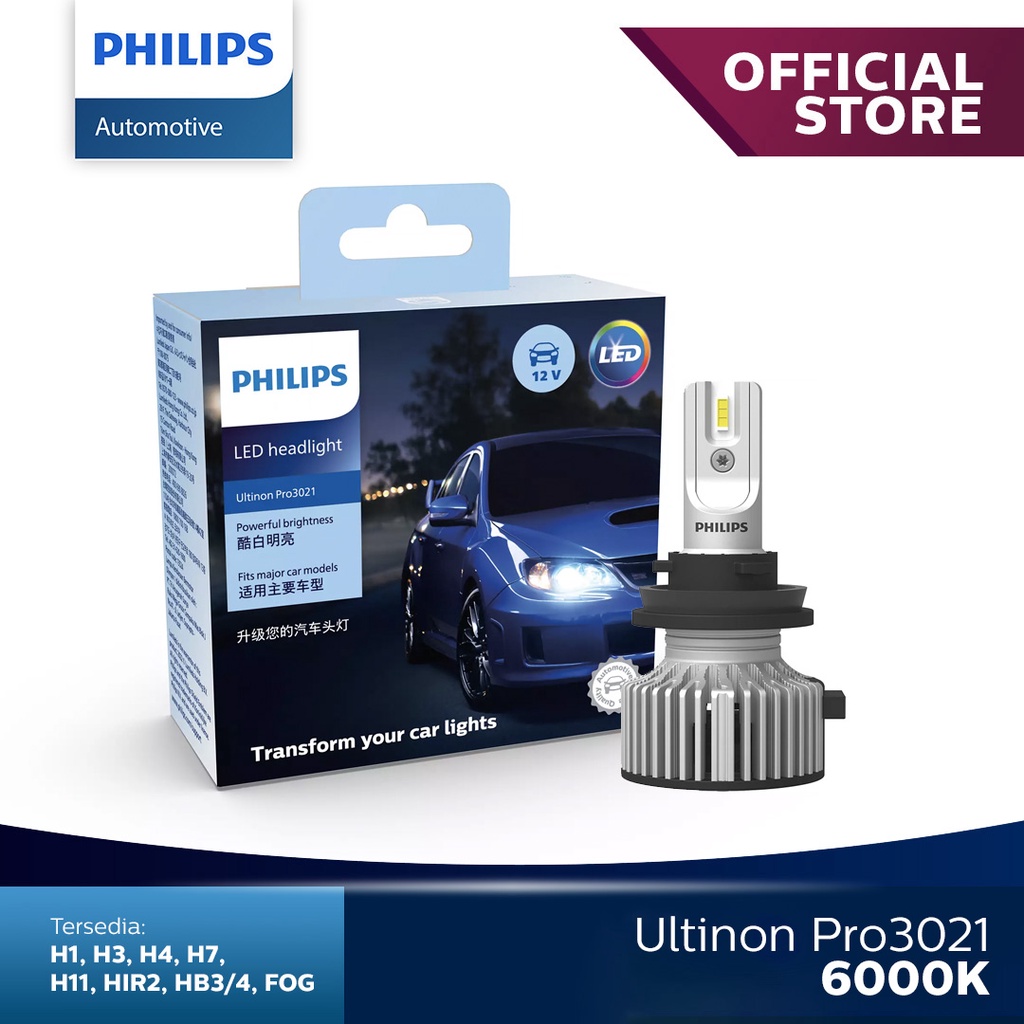 2 x Lampadine LED H4 PHILIPS Ultinon Pro3021 6000K