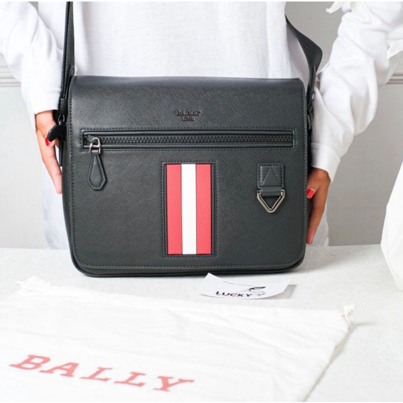 Jual Bally Signature Three Stripe Logo Messenger Bag Red