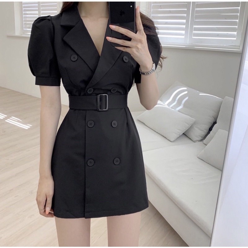 Jual Jaden Dress Korean Simple Basic Mini Formal Rapi Sopan Kerah Kerja ...