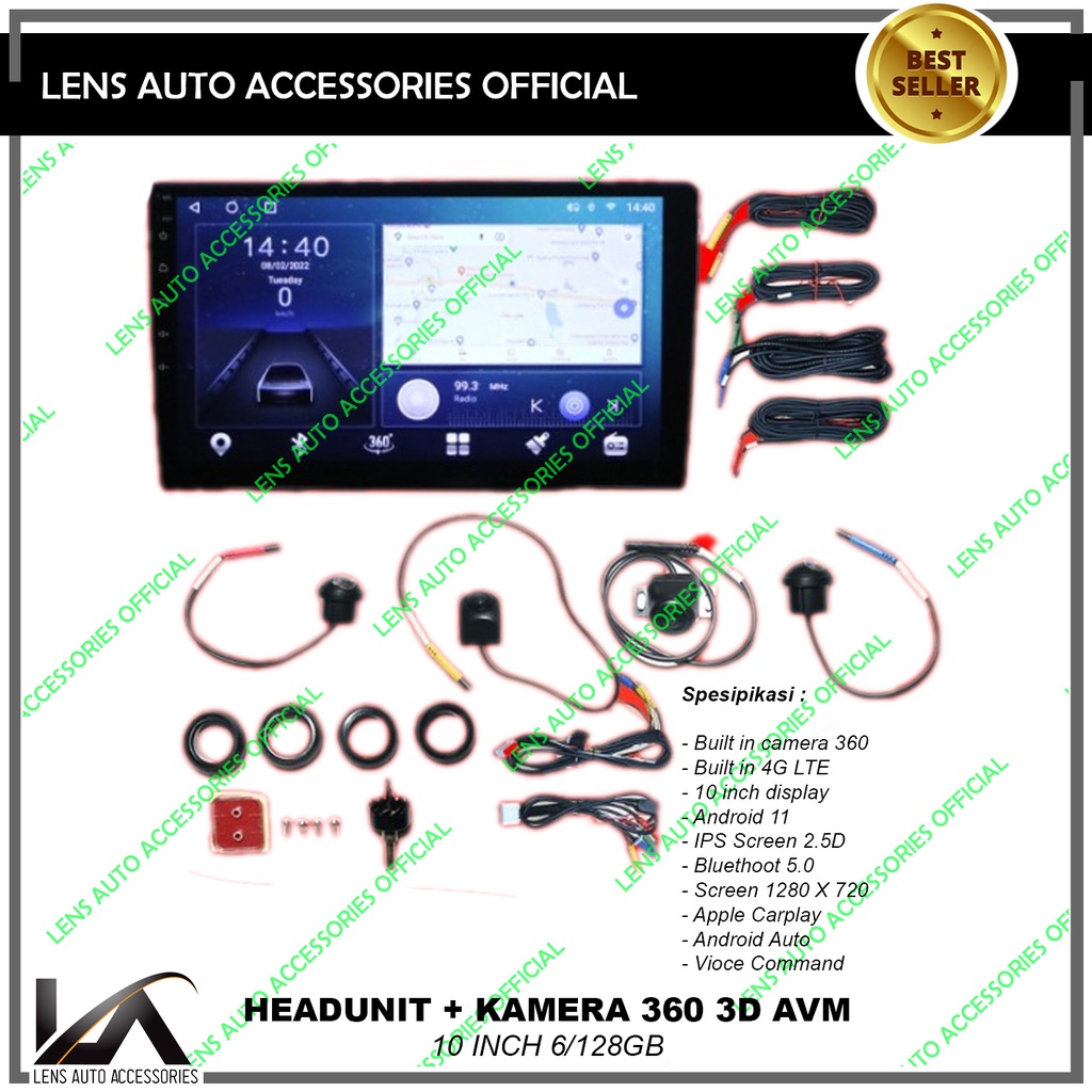 Jual HEADUNIT ANDROID 6/128 10 INCH + KAMERA 360 3D AVM | Shopee Indonesia
