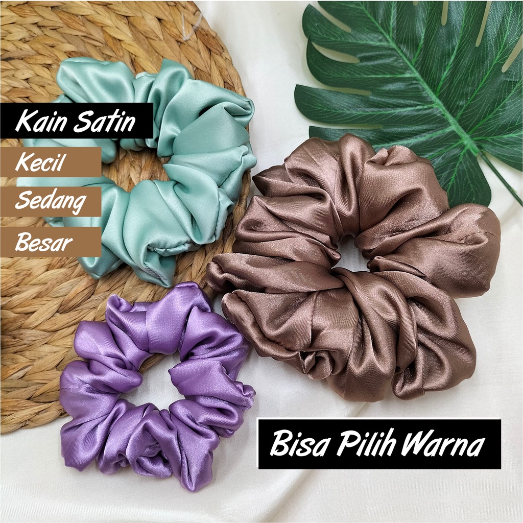 Jual Ikat Rambut Scrunchie Cepol Hijab Bahan Kain Satin Ukuran Kecil Sedang Dan Besar Shopee 