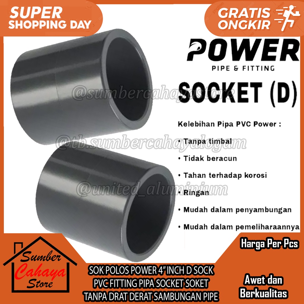 Jual SOCKET SOKET TANPA DRAT DERAT SOK POLOS POWER 4