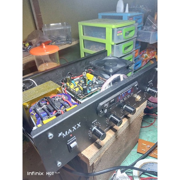 Jual power amplifier rakitan 5 Amper karaoke USB bluetooth subwoofer