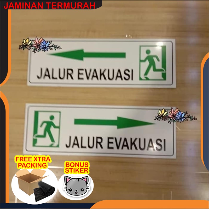 Jual Grosir akrilik sign JALUR EVAKUASI PUTIH 30X10CM STICKER RAMBU K3 ...