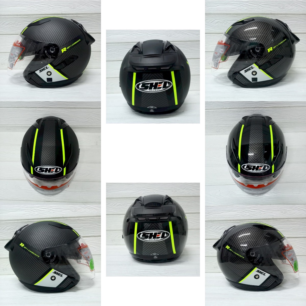 Jual HELM SHEL ROVER R 814 BLACK YELLOW DOFF DAN GLOSSY HALF FACE