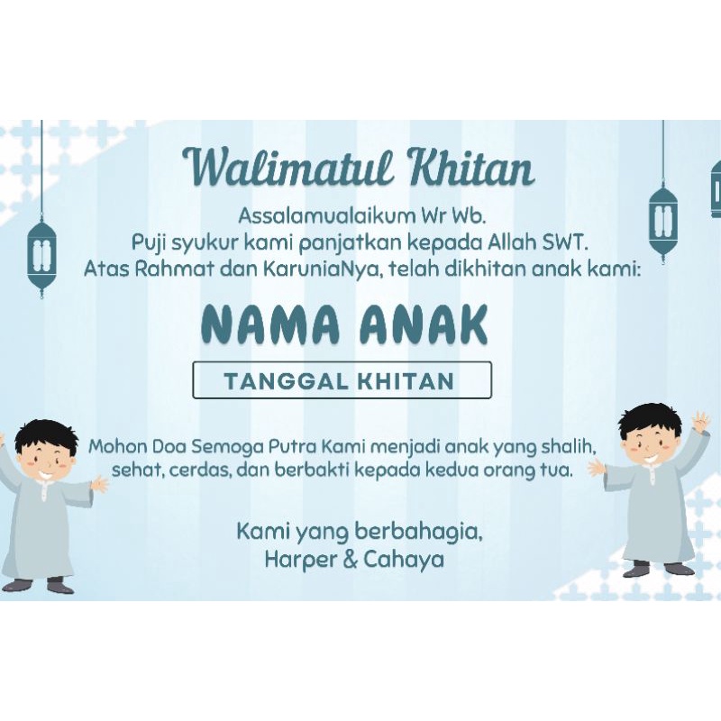 Jual KARTU KHITANAN / KARTU WALIMATUL KHITAN / KARTU TASYAKURAN ...