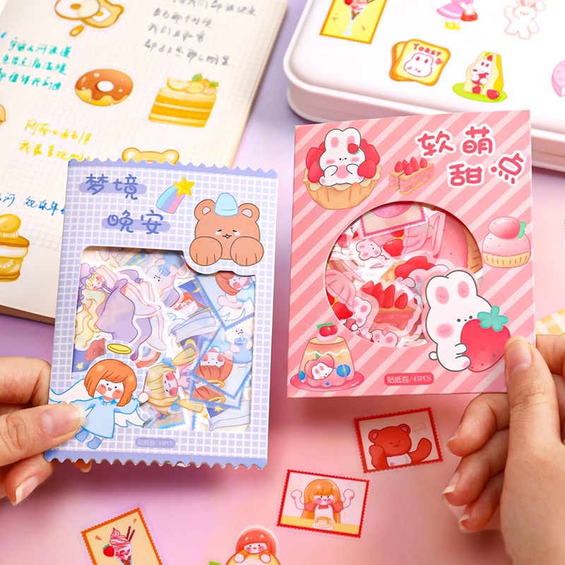 Jual 45 lembar sticker aesthetic sticker diy sticker jourmal sticker ...