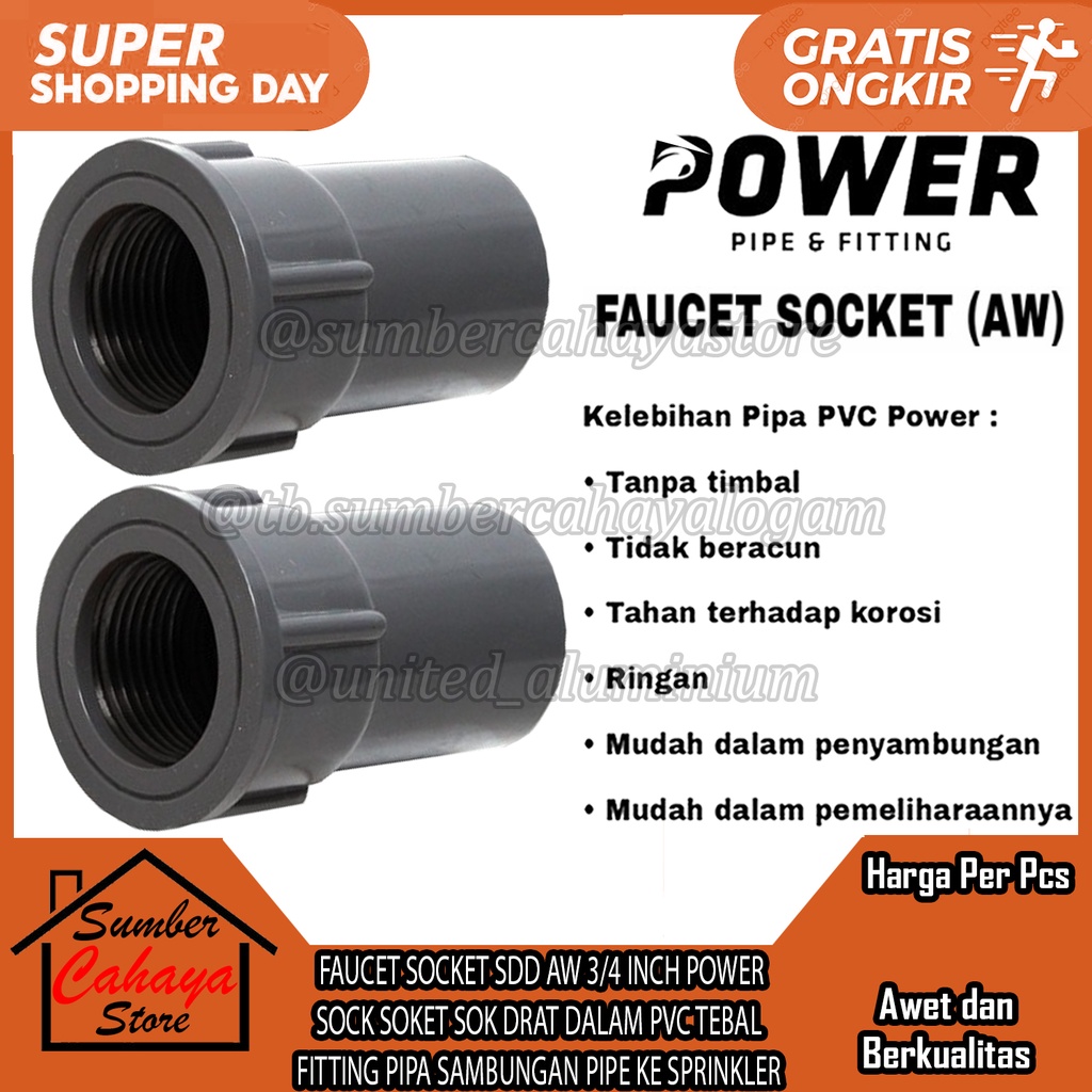 Jual SOCK SOK DRAT DALAM FAUCET SOCKET SDD AW 3/4