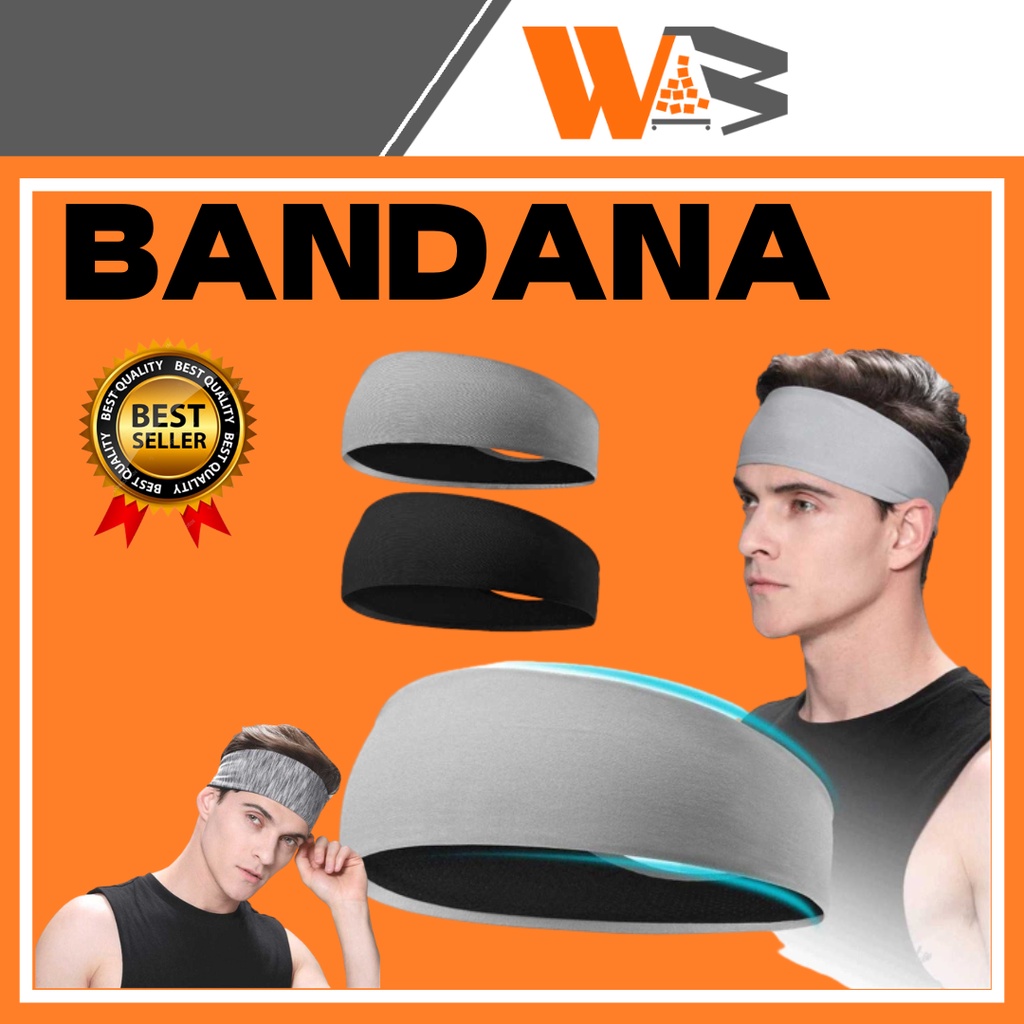 Jual COD Bandana Headband Olahraga Elastic Sport Hairbands Aksesoris