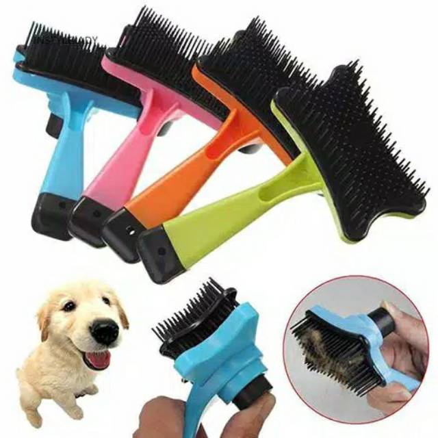 Jual Sisir Grooming Brush Anjing Kucing Kelinci Self Quick Cleaning
