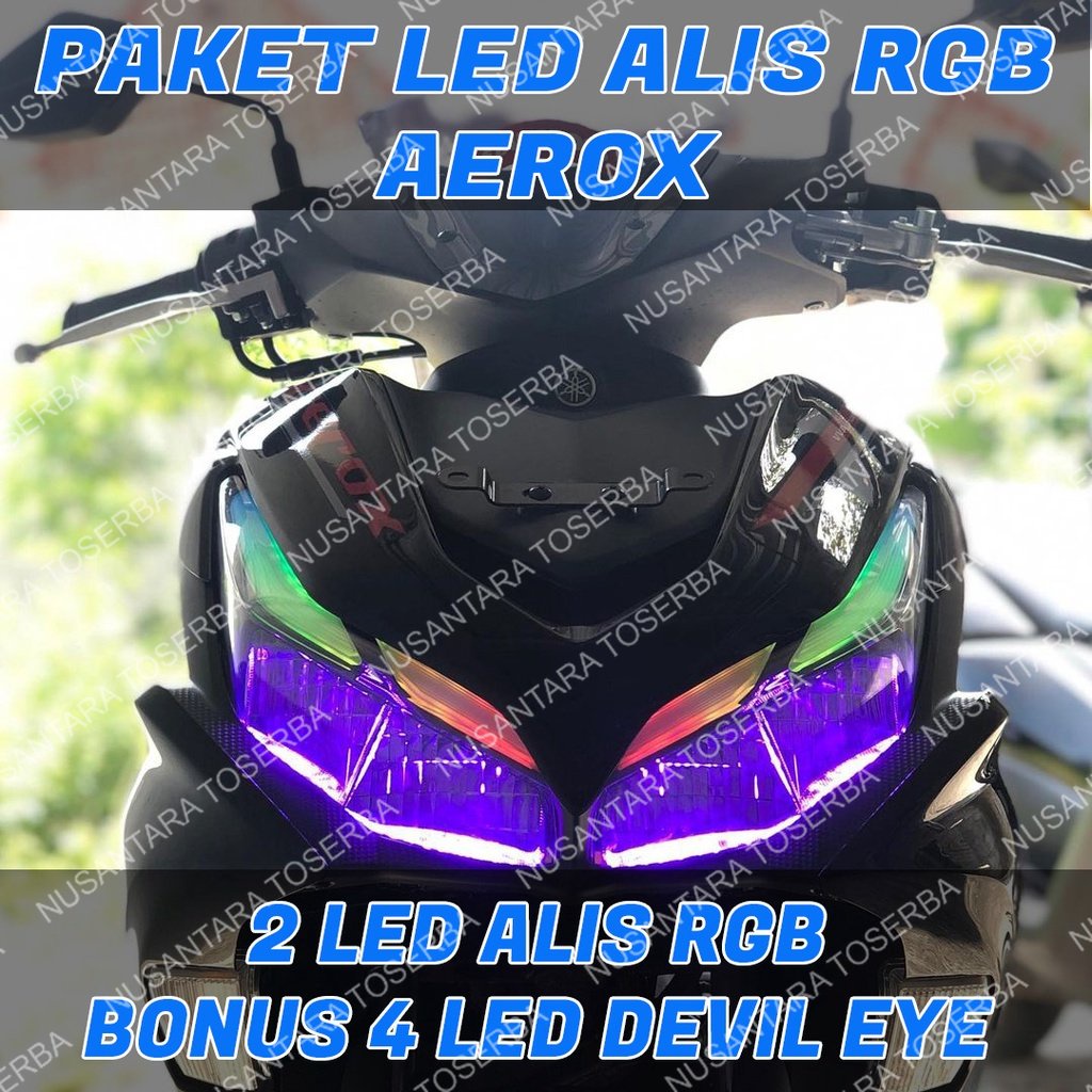 Jual Paketan Lampu Alis Rgb Aerox Bonus Devil Eye Lampu Alis Running