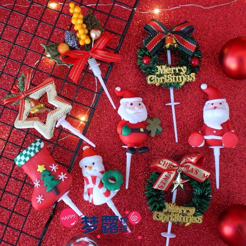 CakeDeco Taarttopper Merry Christmas Rendier - Spiegel Goud