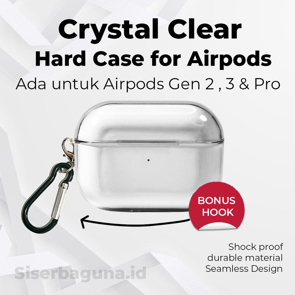 Case AirPods Gen Pro Hard Casing Bening dengan Hook Gantungan Apple  Clear Transparan Kaca Premium Waterproof TWS