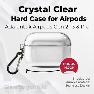 Case AirPods Gen 3 1 2 Pro Hard Casing Bening Dengan Hook Gantungan Apple Clear Transparan Kaca