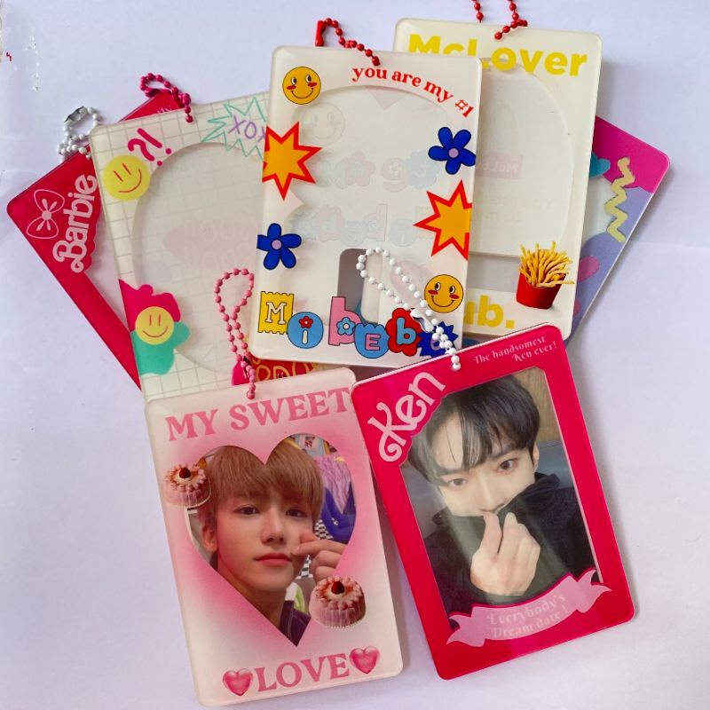 ID Card Case 4 PCS Clear  Sleeves For 3x3 Inch K-POP GOO Cards, ID &  Trading Card Protectors Acrylic Photocard Holder