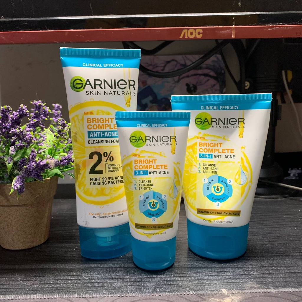 Jual Garnier Bright Complete 3in1 Anti Acne Facial Wash 50ml 90ml