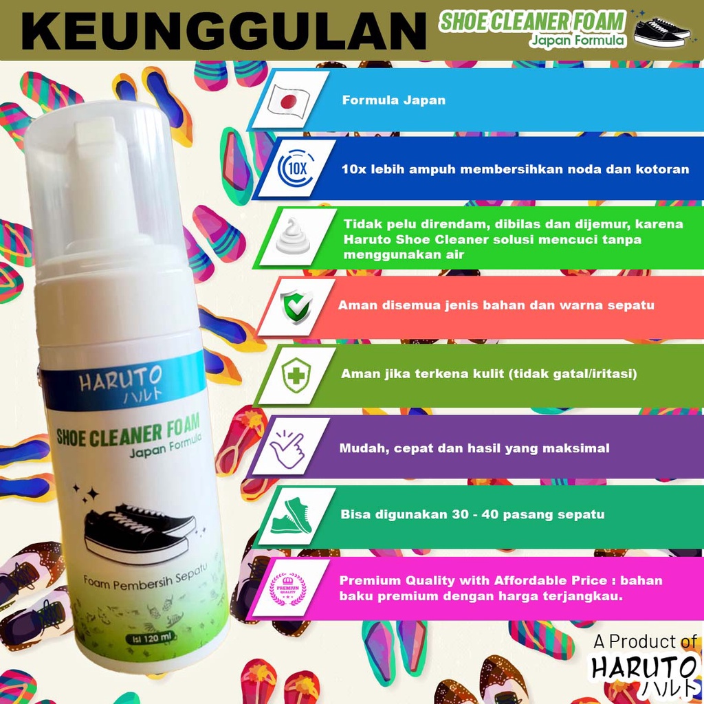 Jual Paket pembersih sepatu Haruto shoe cleaner foam 120ml+sikat sepatu ...