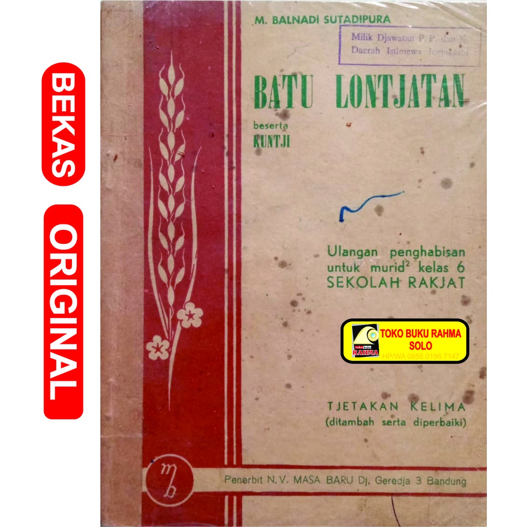 Jual Batu Lontjatan Beserta Kuntji Ulangan Penghabisan Untuk Murid