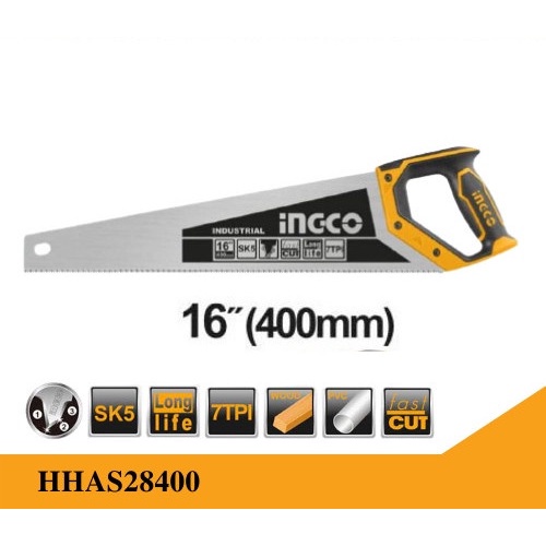Jual Ingco HHAS28400 Gergaji Kayu Manual 16" Potong Kayu Hand Saw 16
