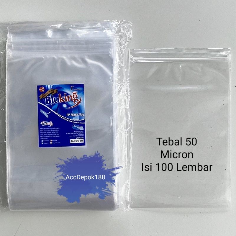 Jual Plastik Pp Klip Snack Ziplock 16x25 Cm Merek Bluking Isi 100 Lembar Tebal 50 Micron 